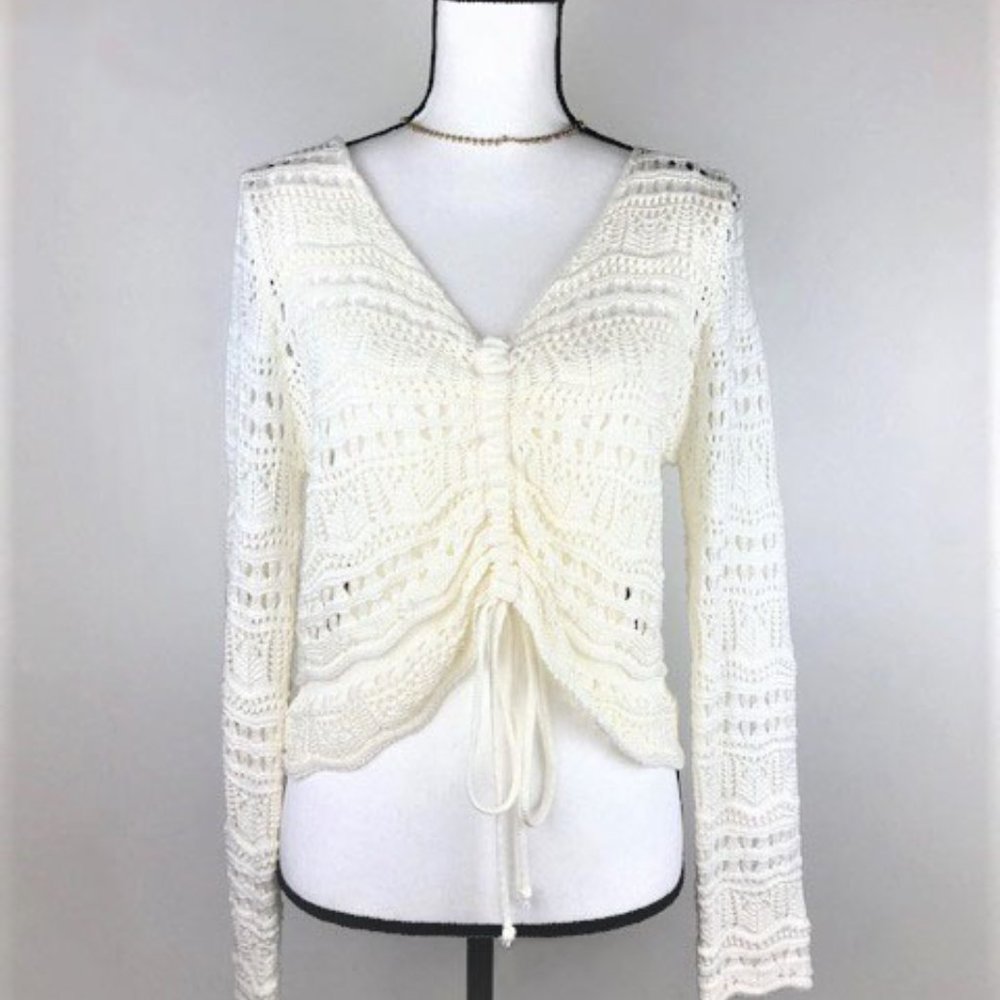 Newbury Kustom Cream Crochet Scrunch Top